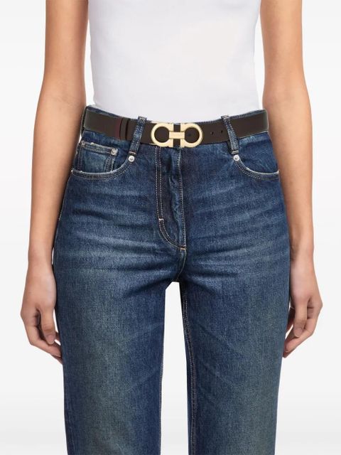 Ferragamo Gancini-buckle leather belt - Brown