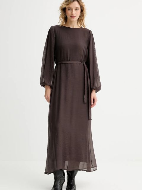 Answear.LAB sukienka kolor brązowy maxi oversize