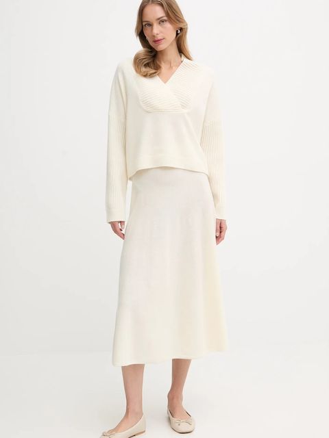 United Colors of Benetton sweter z dodatkiem wełny damski kolor beżowy 1444D403H - zdjęcie produktu nr 2