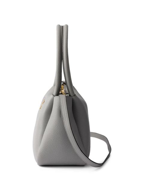 Prada logo-detail leather tote bag - Grey