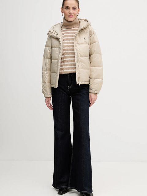 Calvin Klein Jeans kurtka kolor beżowy przejściowa LV047D505G