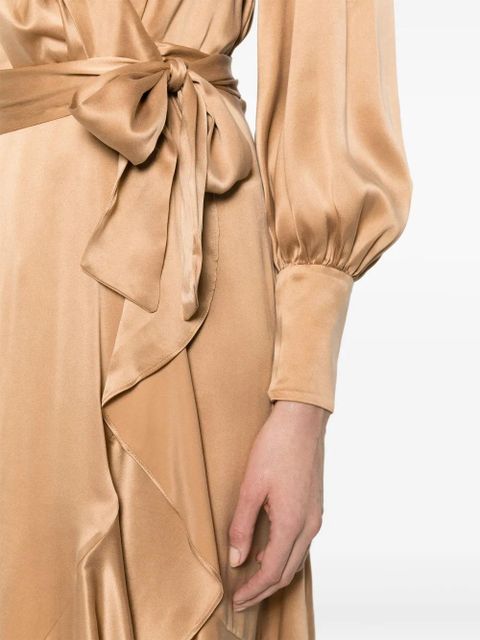 ZIMMERMANN long-sleeve wrap silk midi dress - Neutrals