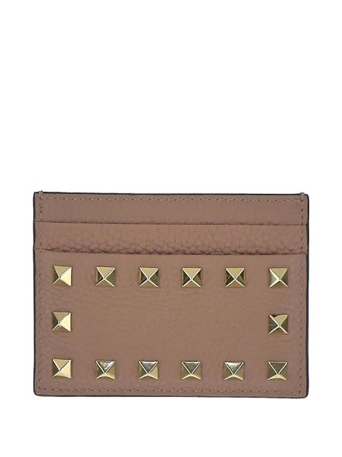 Valentino Garavani Rockstud leather card holder - Brown