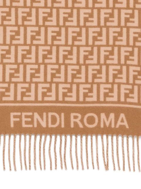FENDI logo-detail fringed scarf - Brown - zdjęcie produktu nr 2