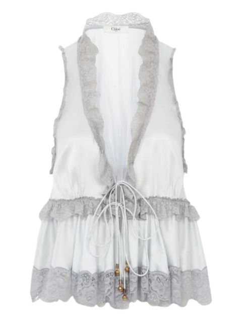 Chloé lace-trim sleeveless blouse - Grey - zdjęcie produktu nr 1