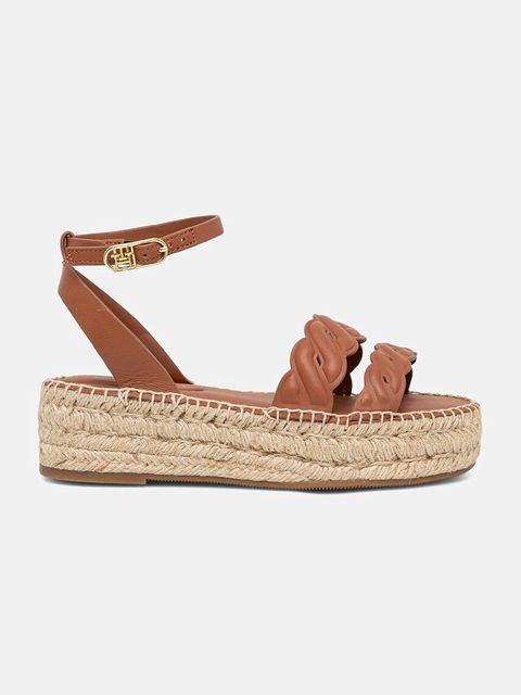 Tommy Hilfiger sandały skórzane LEATHER ROPE REAL ESPAD SANDAL damskie kolor brązowy na platformie FW0FW08496 - zdjęcie produktu nr 2