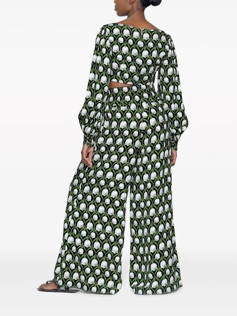 Agua By Agua Bendita Piñon Perla floral-print trousers - Black