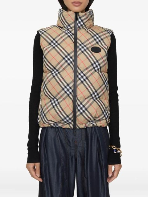 Burberry check puffer gilet - Neutrals - zdjęcie produktu nr 2