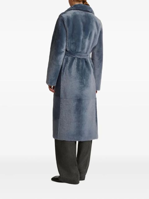 Yves Salomon belted shearling coat - Blue