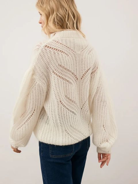 Bizuu sweter z dodatkiem wełny ROSSO damski kolor beżowy z półgolfem ROSSO KREMOWY