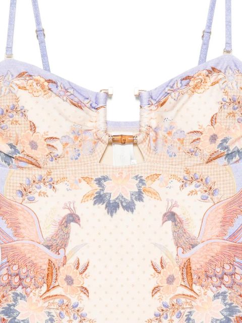ZIMMERMANN Indra bamboo-trim swimsuit - Neutrals