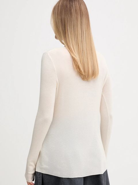 Mos Mosh sweter wełniany damskie kolor beżowy lekkie 168080