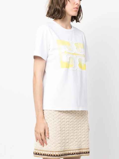 Tory Burch logo-patch cotton T-shirt - White