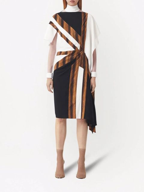 Burberry flag-print silk asymmetric dress - Black