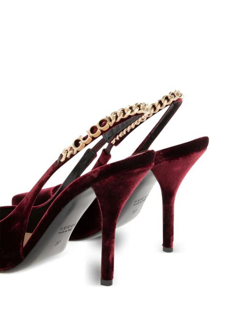 Gucci 105mm Signoria chain strap pumps - Red
