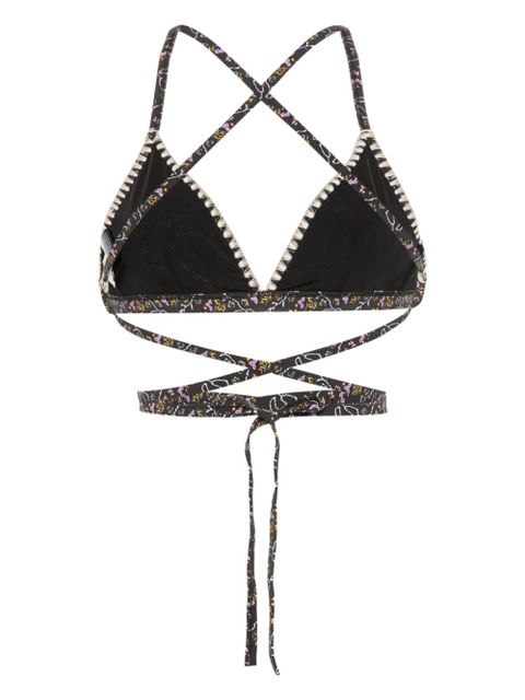 ISABEL MARANT Solange floral-print bikini top - Black