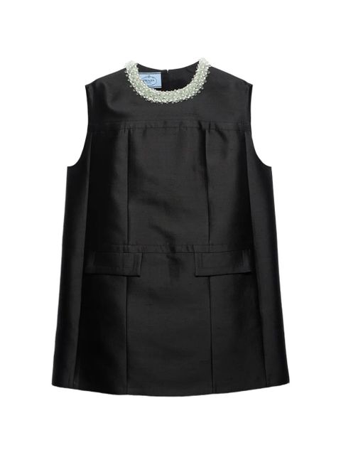 Prada embroidered double shantung dress - Black - zdjęcie produktu nr 1