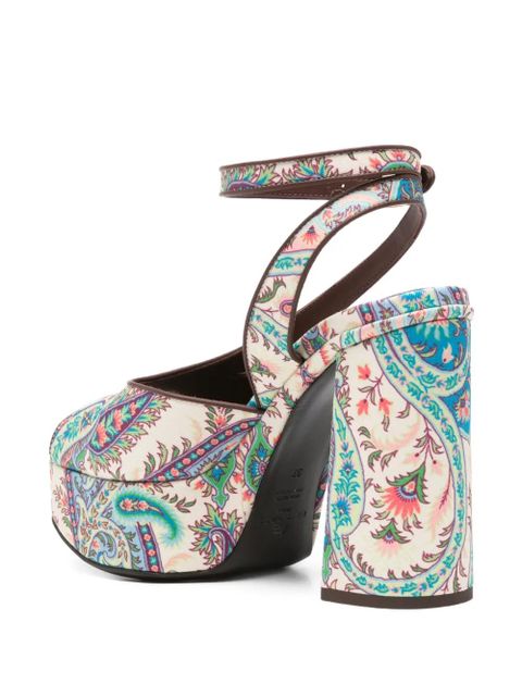 ETRO Paisley-pattern platform-heel sandals - Neutrals