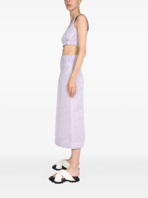 Jil Sander square-neck paisley-pattern top - Purple - zdjęcie produktu nr 2