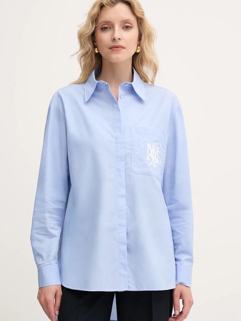 MAX&Co. koszula bawełniana damska kolor niebieski relaxed z kołnierzykiem klasycznym 2526116121200 - zdjęcie produktu nr 2