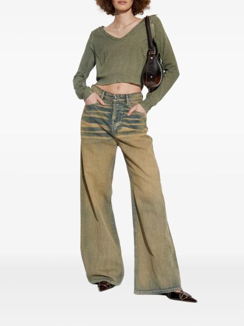 Diesel draped V-neck cotton sweater - Green - zdjęcie produktu nr 2