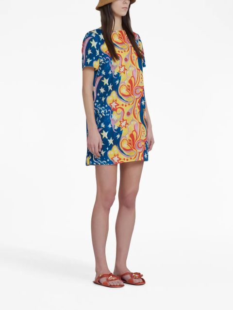 Marni graphic-print short-sleeve dress - Blue