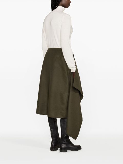 Moncler wool-cashmere midi wrap skirt - Green