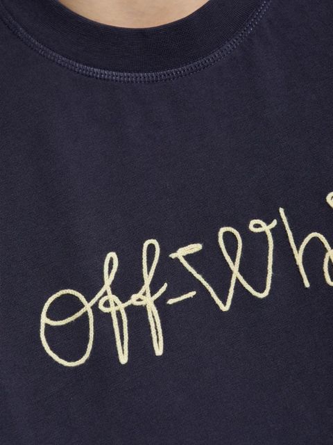 Off-White logo-embroidered T-shirt - Blue