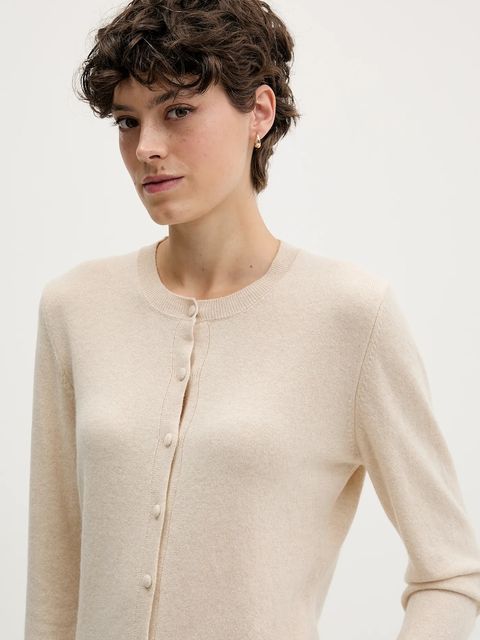 Sisley kardigan z domieszką wełny kolor beżowy lekki 102HM5237