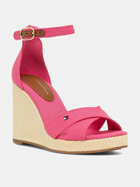 Tommy Hilfiger sandały FLAG HIGH WEDGE ESPAD CRISSCROSS kolor różowy FW0FW08661 - zdjęcie produktu nr 1