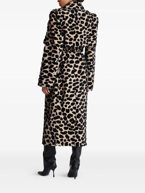 Balmain leopard-print belted trench coat - Neutrals