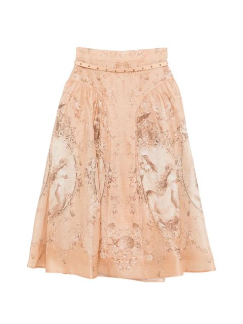 ZIMMERMANN Rebellion printed midi skirt - Neutrals - zdjęcie produktu nr 1