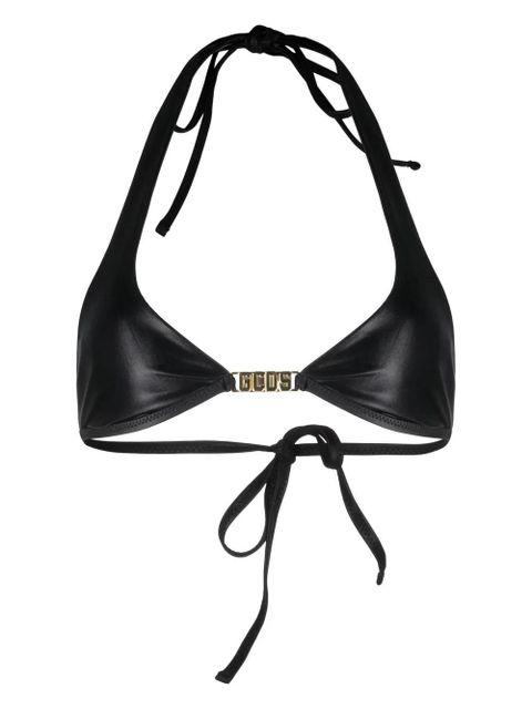GCDS logo-plaque halterneck bikini top - Black - zdjęcie produktu nr 1
