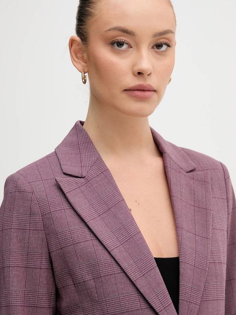 United Colors of Benetton marynarka kolor fioletowy jednorzędowa wzorzysta 2X8MDW02H