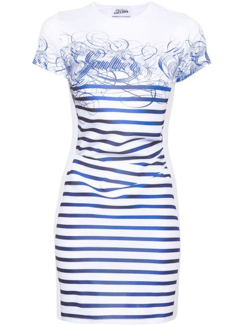 Jean Paul Gaultier striped-print mini dress - White - zdjęcie produktu nr 1