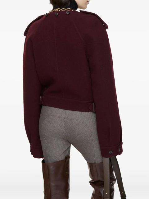 Burberry detachable-scarf wool jacket - Red