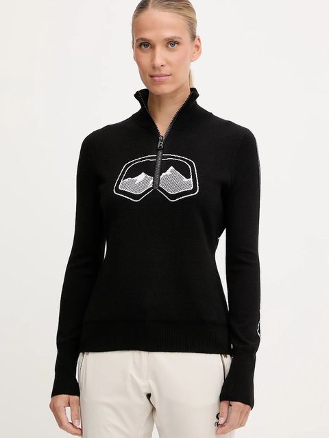 BOGNER Fire+Ice sweter z dodatkiem wełny AZRA damski kolor czarny lekki z półgolfem 84538499 - zdjęcie produktu nr 1