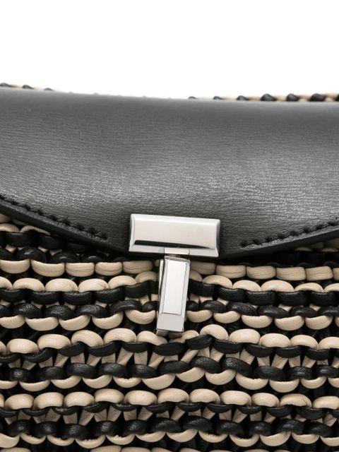 TOTEME woven-leather t-lock clutch - Black