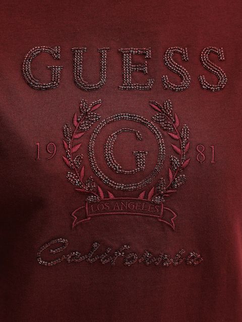 Guess t-shirt bawełniany MENA damski kolor bordowy V5BI07 K8FQ4 - zdjęcie produktu nr 2