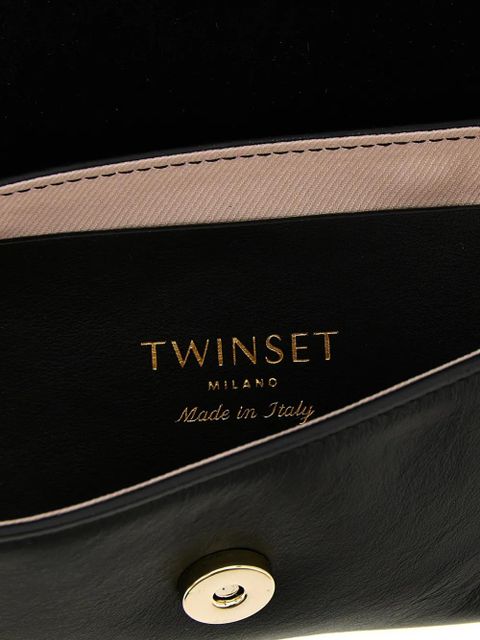 TWINSET logo knot leather shoulder bag - Black