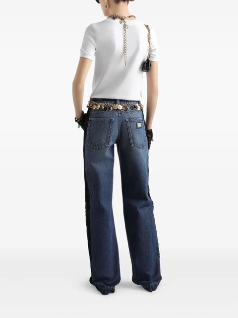 Dolce & Gabbana lace-embroidered jeans - Blue