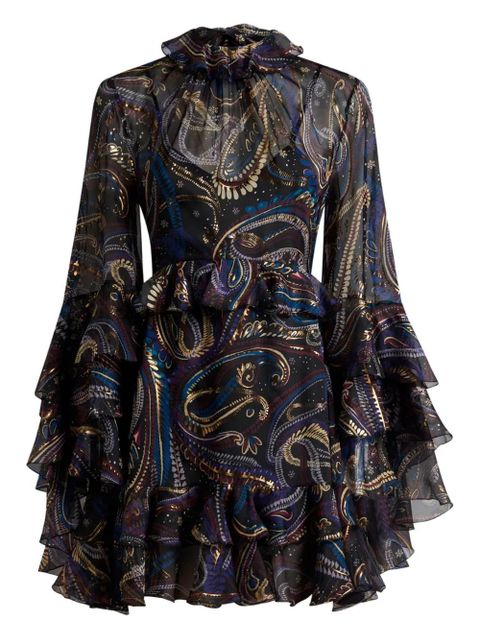ETRO ruffled paisley foliage mini dress - Black - zdjęcie produktu nr 1