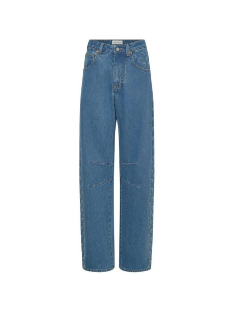 Marine Serre Moon-print barrel jeans - Blue - zdjęcie produktu nr 1