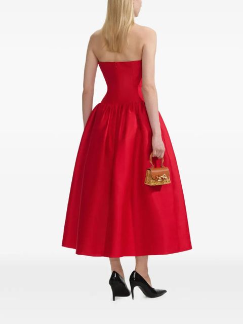 Self-Portrait strapless midi dress - Red