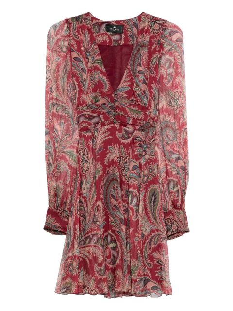 ETRO paisley-print v-neck mini dress - Red - zdjęcie produktu nr 1