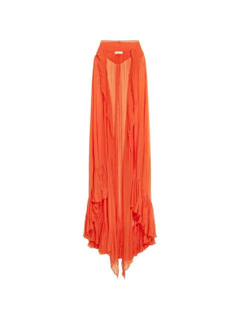 Blumarine hooded ruffled cape - Orange