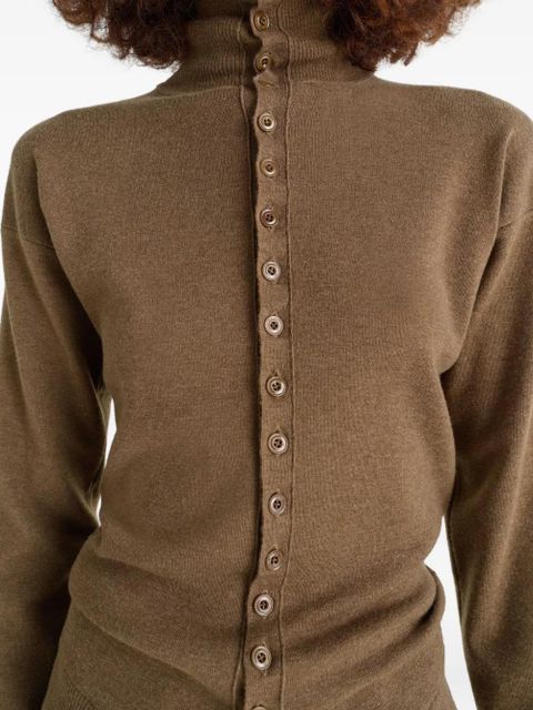 LEMAIRE turtleneck buttoned cardigan - Brown