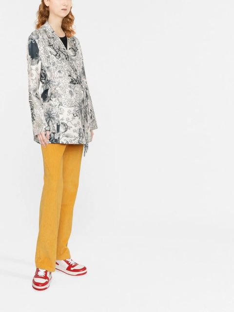 ETRO graphic-print belted silk jacket - White