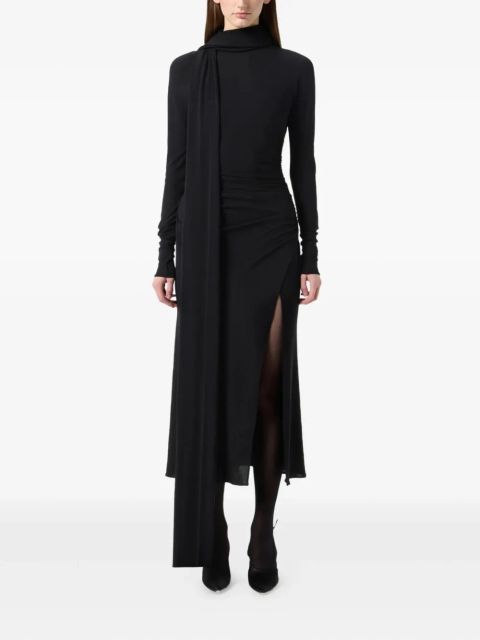 Blumarine high-neck draped midi dress - Black