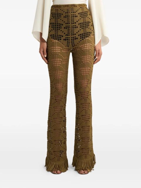 ETRO textured fringed trousers - Green